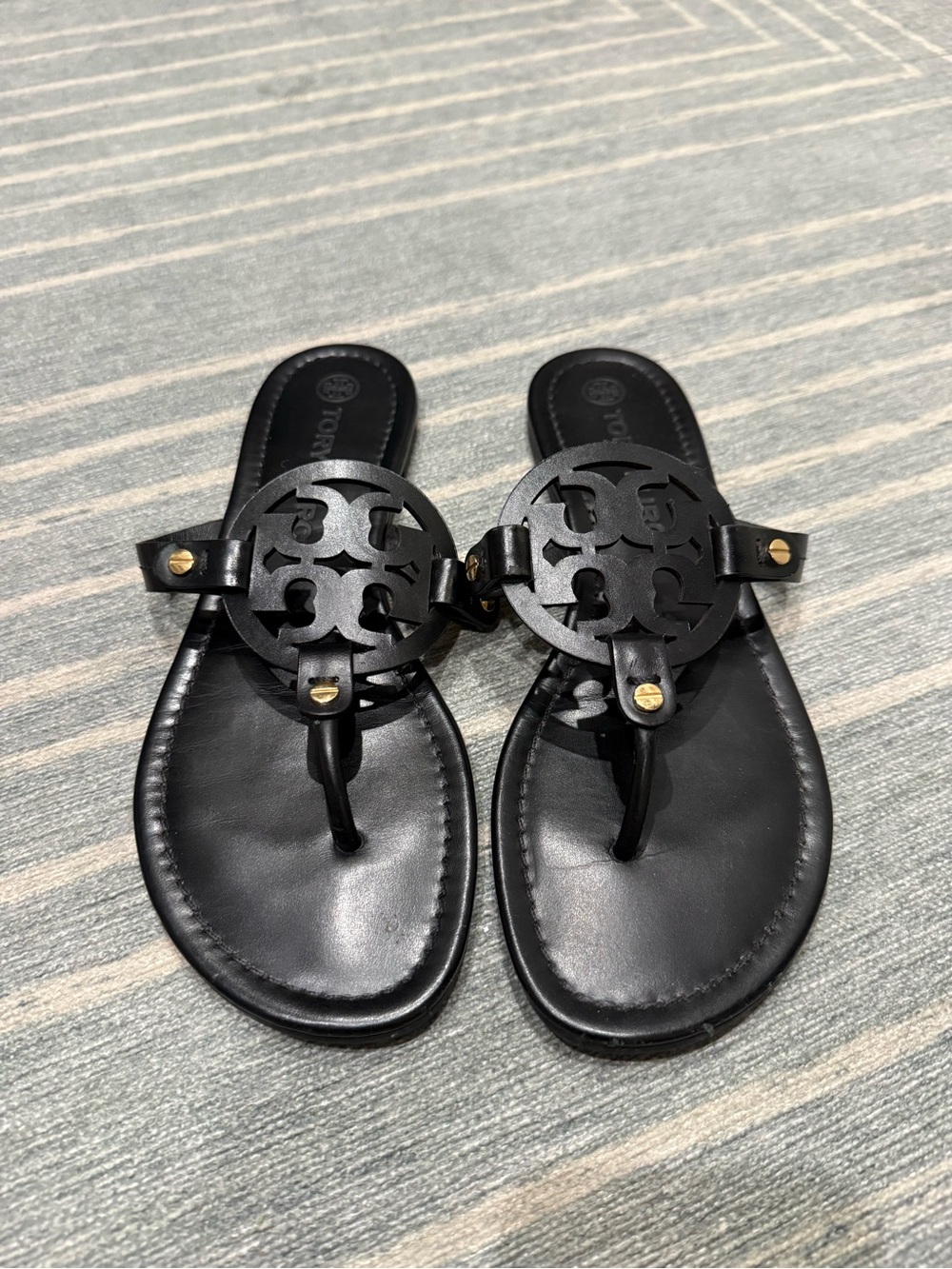 Tory Burch Miller Black Leather Sandal 9.5